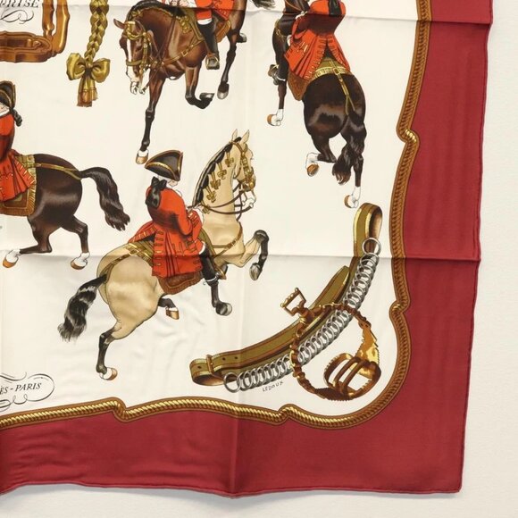 HERMES Carre 90 Scarf ""REPRISE"" Silk Red - Picture 4 of 15